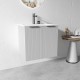3D-2W 600x450x550mm Grey Wall Hung Plywood Vanity with Ceramic Basin